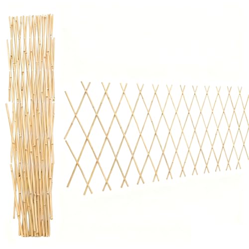 Bamboo Trellis 36x92 Inch, Expandable Fence 3ft by 8ft, Outside Lattice Fence, Reusable Decorative Fence for Climbing Plants Support or Outdoor Yard
