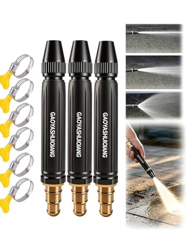 3PCS Home High-Pressure Car Wash Water Gun with Booster Nozzle, Household high-pressure car wash water gun, For Plant Watering Lawn Car（with 6 Clamps）