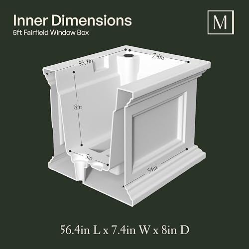 Mayne Fairfield 60in Self-Watering Rectangular Window Box Planter, White - color: White, size: 60in