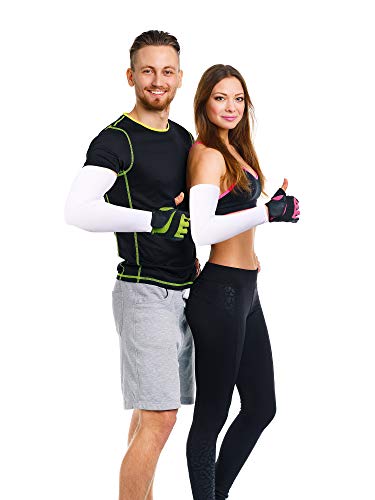 Mudder 9 Pairs UV Protection Arm Sleeves Cooling Ice Silk Sun Sleeves - color: White