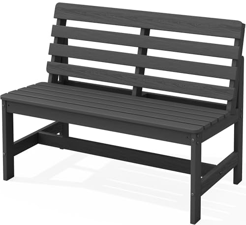 SERWALL Armless Outdoor Bench, All Weather HDPE Porch Bench, 1 Pack, Grey - color: Grey