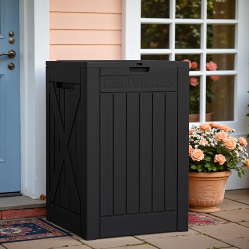 Greesum 52 Gallon Large Outdoor Package Delivery Box, Black - color: Black, size: 52 Gallon
