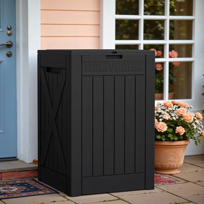 Greesum 52 Gallon Large Outdoor Package Delivery Box, Black - color: Black, size: 52 Gallon