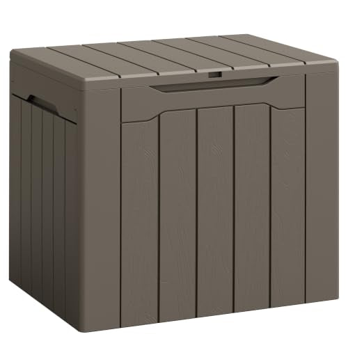 Flamaker Deck Box 30 Gallon, Waterproof Resin Small Storage Box with Lid - color: Deep Brown, size: 30 Gallon