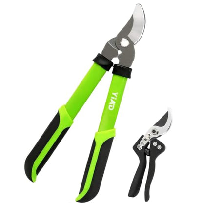 Pruning Shears and Garden Loppers 2pc Set, 15" Branch Cutter