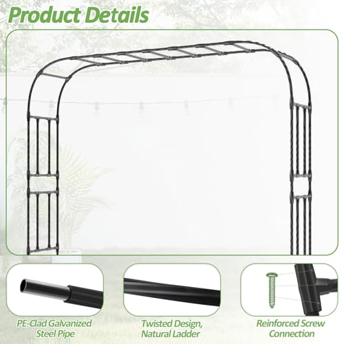 Thickened Metal Garden Arch-126L*94.5"H,Trellis for Climbing Plants Outdoor - size: 126（L）*94(H)*16(W)IN