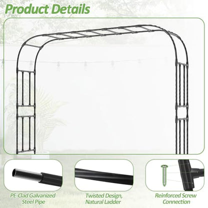 Thickened Metal Garden Arch-126L*94.5"H,Trellis for Climbing Plants Outdoor - size: 126（L）*94(H)*16(W)IN