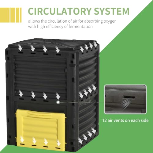Outsunny Garden Compost Bin, 80 Gallon Outdoor Composter, Yellow - color: Yellow