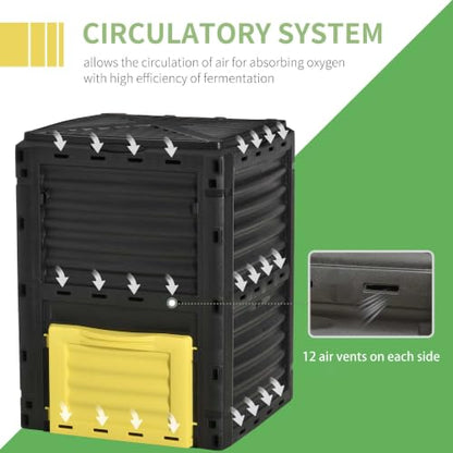 Outsunny Garden Compost Bin, 80 Gallon Outdoor Composter, Yellow - color: Yellow