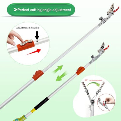 3.67-5.45Ft Extendable Cut & Tree Trimmer for Precision Gardening Pruning & Fruit picking, Long Reach Pruning Shears - Lightweight Aluminum Rust-Resistant Picker, Branch Bypass Loppers(1/2" Max Cut)