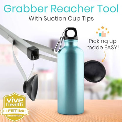 Vive Suction Cup Grabber Reacher 32" - Elderly Grab It Reaching Pickup Tool