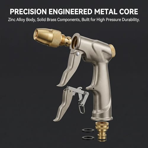 Garden hose nozzle spray, heavy metal high-pressure water gun, rotating can obtain different types of spray, watering plants and lawn, car washing, yard and pets (Short nozzle quick connection) - style: Short nozzle quick connection
