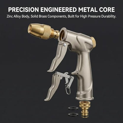 Garden hose nozzle spray, heavy metal high-pressure water gun, rotating can obtain different types of spray, watering plants and lawn, car washing, yard and pets (Short nozzle quick connection) - style: Short nozzle quick connection