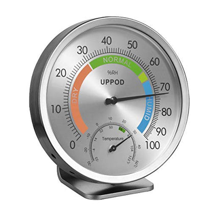 5" Indoor Outdoor Hygrometer/Thermometer, Humidity Gauge Indicator Temperature Humidity Monitor, Analog Hygrometer Humidor (English Version)