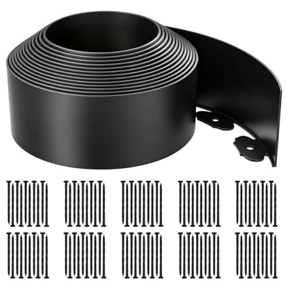 Garden Edging Border, 4In x 66 FT Landscape Edging with 100 Spikes, Black - size: 4 Inch x 66ft-Black