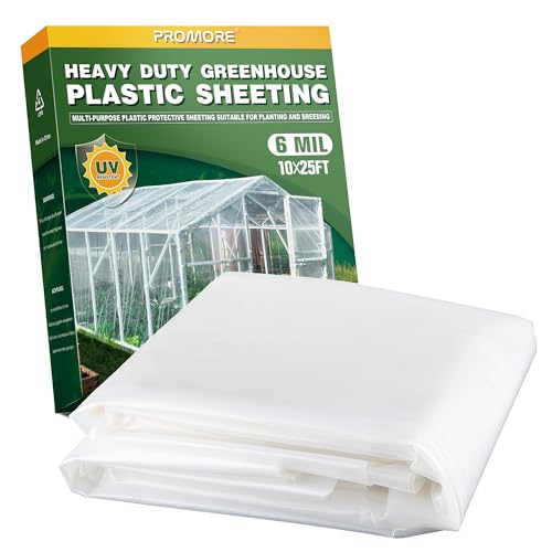6 Mil Plastic Sheeting, 10x25 FT, Greenhouse Plastic - size: 10x25 FT