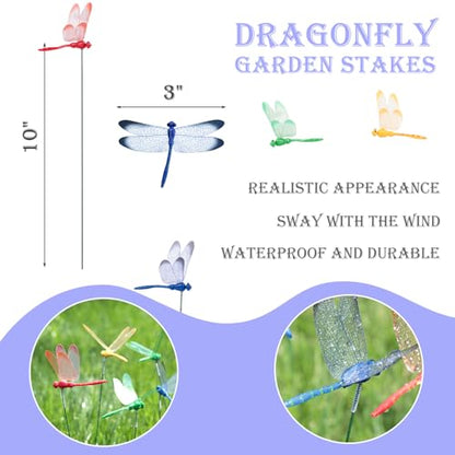 VGOODALL 24 PCS Dragonfly Garden Stakes, Plastic Garden Decorations - style: Luminous Dragonflies