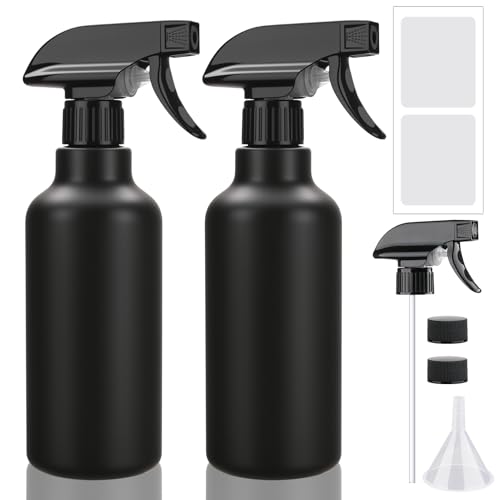 Spray Bottles 16.9oz/500ml Plastic Empty, Black, 2 Pack - color: Black