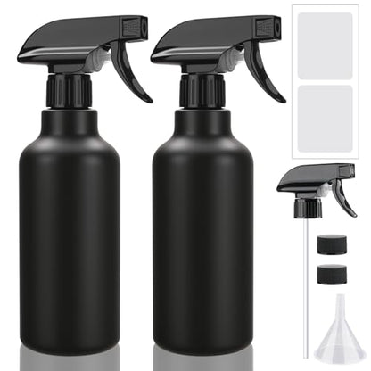 Spray Bottles 16.9oz/500ml Plastic Empty, Black, 2 Pack - color: Black