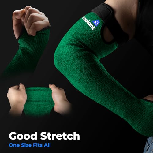 OriStout Cut Resistant Farmer Sleeves with Tumb Hole, Dark Green, 1 Pair - color: Dark Green (1 Pair) - Long, size: One Size