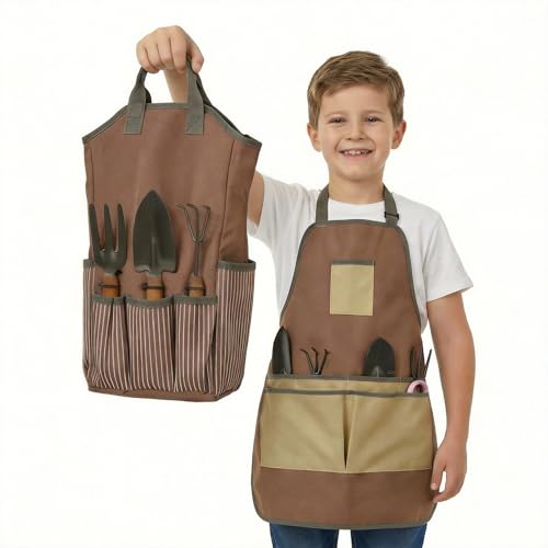 Kids Gardening Apron Tool Bag Waterproof Oxford Canvas Storage