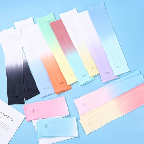 JATEBI 12 Pairs UV Sun Protection Arm Sleeves for Women, Gradient Color