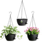 8 Inch Self Watering Hanging Planters Set of 3 with Saucers - color: Black, size: 8 Inch 3 Pack