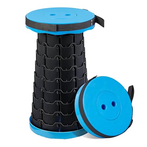 VECELO Telescoping Folding Stool, Upgraded Portable Collapsible Retractable Stool with Load Capacity 400lbs for Garden Fishing Camping Hiking BBQ, 1 PCS Blue - color: Blue