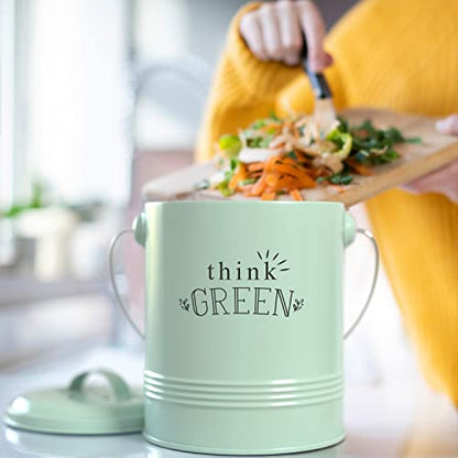 Barnyard Designs 1.2 Gallon Kitchen Counter Compost Bin with Lid (Mint) - color: Mint