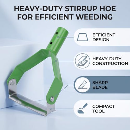 GLOGLOW Stirrup Hoe Replacement Head, Carbon Steel, Green - color: Green