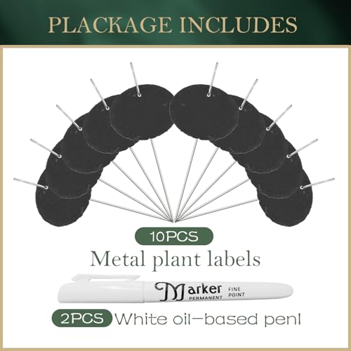 10-Pack Marble Oval Garden Markers,Weatherproof Metal Plant Labels Large Planting Seedling Stake Signs, for Seedlings Herbs Vegetable Greenhouse Gifts with White Marker Pen Labels - color: Marble Oval