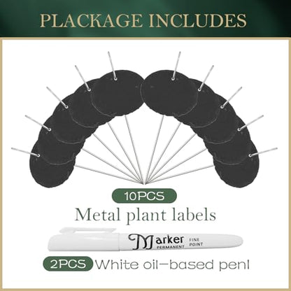 10-Pack Marble Oval Garden Markers,Weatherproof Metal Plant Labels Large Planting Seedling Stake Signs, for Seedlings Herbs Vegetable Greenhouse Gifts with White Marker Pen Labels - color: Marble Oval