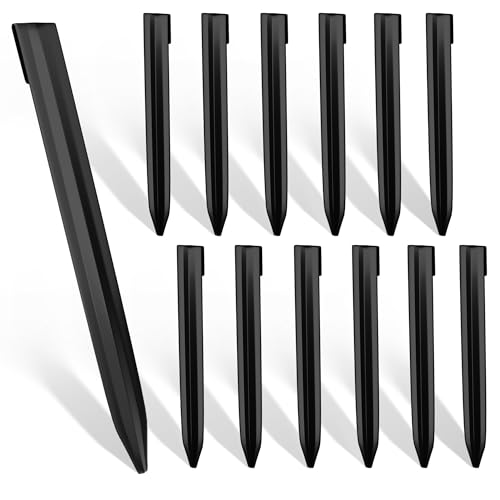 WORTH 13Pcs 12" Metal Landscape Edging Stakes, Black Steel Garden Spikes - color: Black, size: 12 Inch-13Pcs