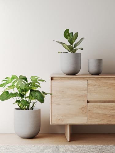 LE TAUCI 10 Inch Plant Pot, Ceramic Pots for Plants, Neutral Gray - color: Neutral Gray, size: 10 Inch