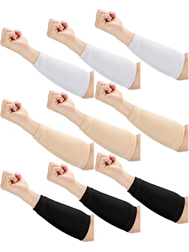 Janmercy 9 Pairs Arm Protectors for Thin Skin - color: Black, White, Beige