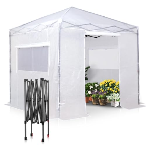 EAGLE PEAK 8x8 Easy Setup Pop Up Greenhouse, Clear/White - color: Clear/White, size: 8x8