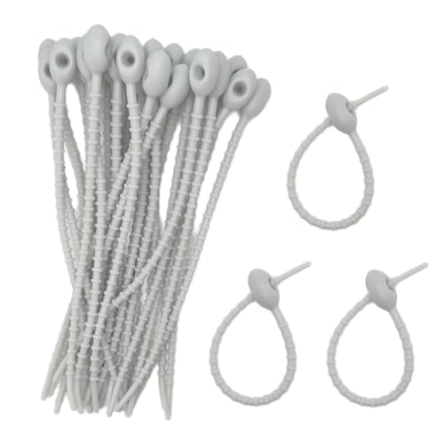 30pcs Silicone Self Locking Reusable Zip Ties for Fixing Bundling Organizing 4.7in Pastel Color Soft Cord Cable Strap Multi Purpose Twist Tie Clip for Garden Plant Home Kitchen Office (Grey) - color: Grey