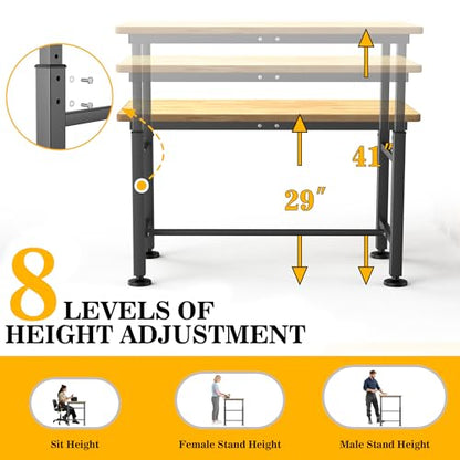 Ultrawall Workbench for Garage, 47.5" Adjustable Height Work Table - size: 47.5 x 23.5 inch