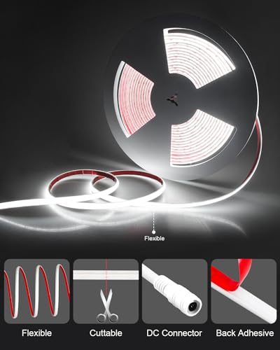 ALITOVE Outdoor LED Strip Lights Waterproof IP68 Daylight White 6500K - color: Cold White, size: 32.8FT
