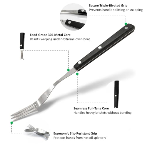 WALLFARM 12 Inch Stainless Steel Grill Fork, 3 Prong Granny Fork - size: 12 Inches
