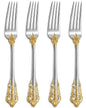 KEAWELL Luxury 4-Piece 18/10 Stainless Steel Dinner Fork Set (Gold Accent) - color: Gold Accent