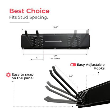 TIDYME Garage Tool Organizer Wall Mount, 80", 5 Racks 10 Hooks, 500 lbs - size: 80" Carbon Steel with 5 Racks & 10 Hooks