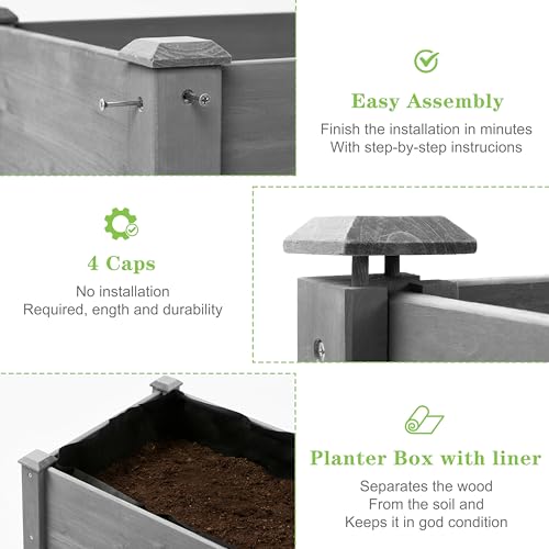 Raised Garden Bed with Legs, 48×24×30 Cedar Wood Elevated Planter Box - size: 48x24x30in (1 Unit)