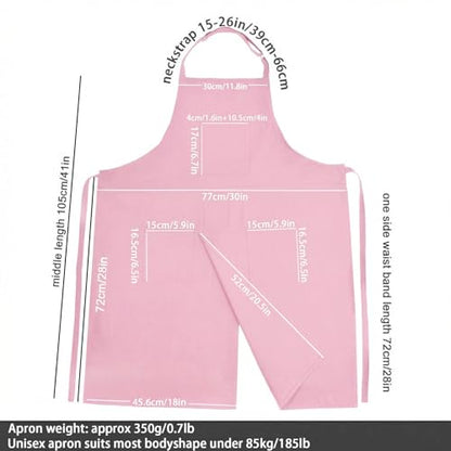 Molaxhome Split Pottery Apron with 3 Pockets Unisex with Adjustable Strap - color: Pink