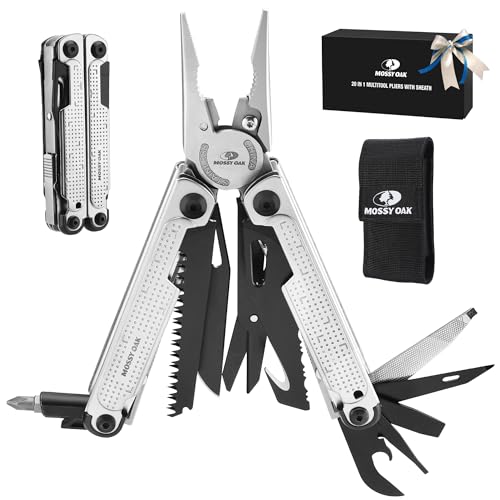MOSSY OAK 20-in-1 Multitool Pliers with Window Breaker, Stainless Steel - color: 20-in-1, Silver