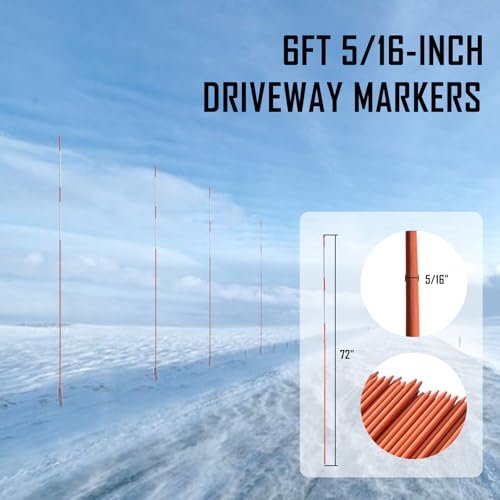 Autoparts 100Pack 72In Driveway Markers, 5/16-Inch Diameter Snow Stakes - size: 72" x 5/16"-100pcs