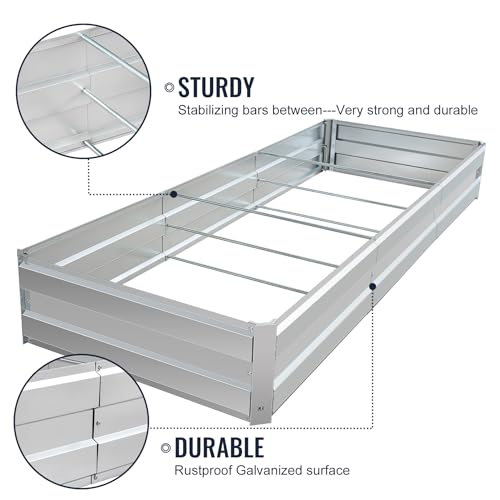 Galvanized Raised Garden Bed Kit, Metal Planter for Vegetables & Herbs, 8.3x3x1FT, Easy Assembly - size: 8.3x3x1FT