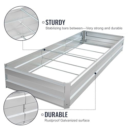 Galvanized Raised Garden Bed Kit, Metal Planter for Vegetables & Herbs, 8.3x3x1FT, Easy Assembly - size: 8.3x3x1FT