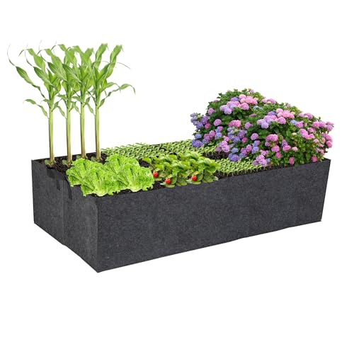 8 Grids Fabric Raised Garden Beds, 4x2x1ft Thickened 400G Square Fabric Grow Bags with Handles,Indoor Outdoor Fabric Plant Pots Planter for Vegetables, Herbs, Flowers