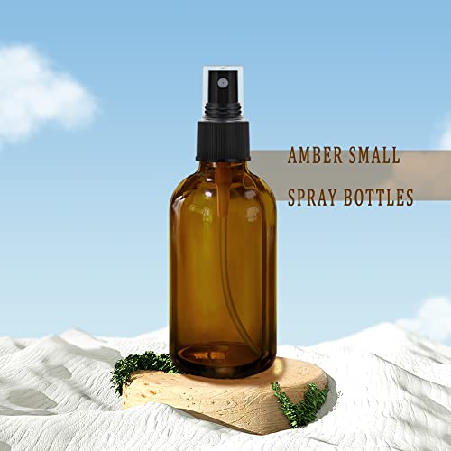 GIVAMEIHF Amber Spray Bottles about 4oz Empty Small Glass Spray Bottle Fine Mist Spray Refillable Containers, Set of 16, Included 24 nozzles, 2 Funnels, 2 Droppers, 24 Labels - color: 4OZ-16 Pcs